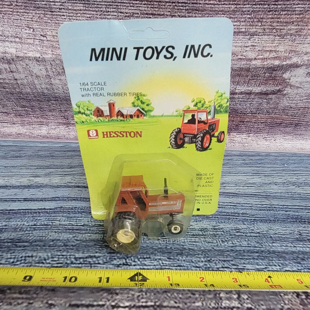 Vtg Mini Toys 1/64 scale Hesston 130-90 diecast tractors w/rear Duals brown/blk